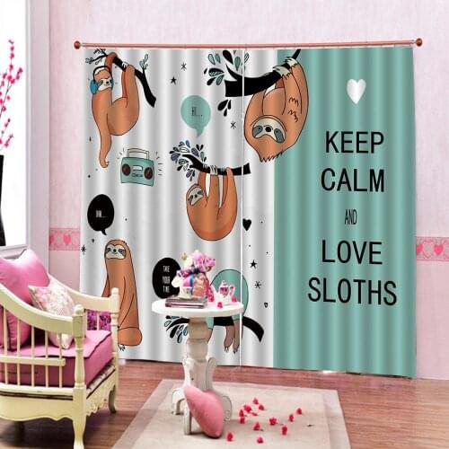 Customized 3D Curtains Wild Watercolor Hand Painting Pattern with Cartoon Animals Koala Forest Window Drapes Indoor Decor