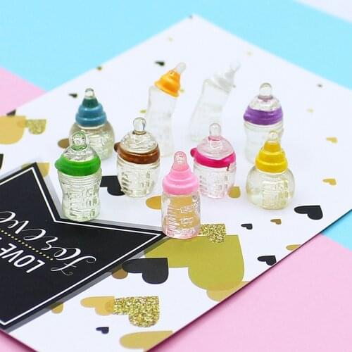 5/10Pcs/Lot Mini Milk Bottle Charm Beads DIY Resin Accessory for Clay Phone Case Decoration Gift Toy for Kids