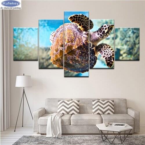 DIY Diamond Painting animal turtle 5 Pieces Wall Art 5D Embroidery rhinestone mosaic 3d cross stitch for living room Decor A8