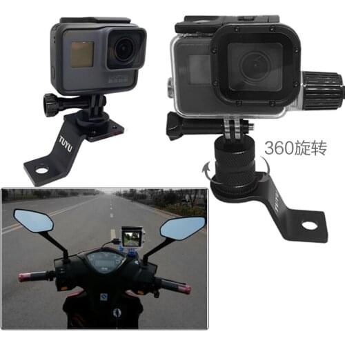 Aluminum 360 degree rotating motorcycle rear view mirror mount for Gopro Hero 9 8 7 5 SJ4000 EKEN H9R DJI Osmo camera accessori