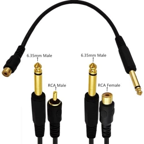 RCA to 1/4" Audio cable, 6.35mm Mono Plug Male to RCA male cable for cameras, headphones, Instruments, amplifiers, speakers, ph