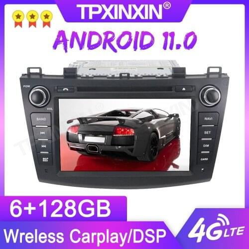 Android 11.0 6+128G For Mazda 3 2009-2012 GPS Car Multimedia Player Headunit Audio Radio Navigtion Tape Recorder