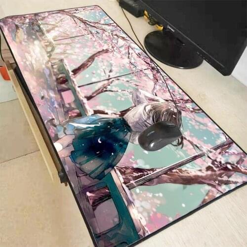 Cherry Blossom Sakura Anime Girl Large Gaming Mouse Pad Locking Edge Office Desk Mat Big Computer Mouse Mat Game Keyboard Pad