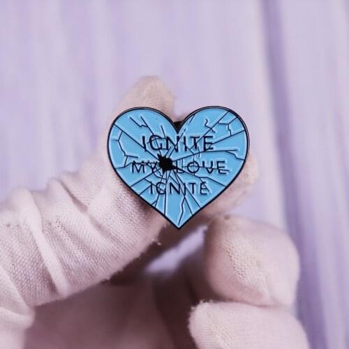 Ignite My Love Ignite Enamel Pin Shatter Me Brooch Heart Badge Fashion Literature Bookish Gift
