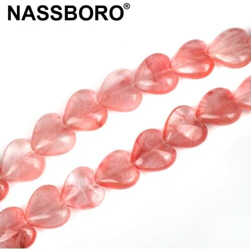 Love Heart Shape Natural Watermelon Crystal Stone Beads For Jewelry Making Loose Spacer Beads DIY Bracelet Necklace Accessories