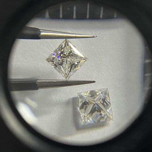 D VVS 6*6mm Perfect Princess Cut Lab Grown Moissanite Gemstone for Jewelry Earring Making