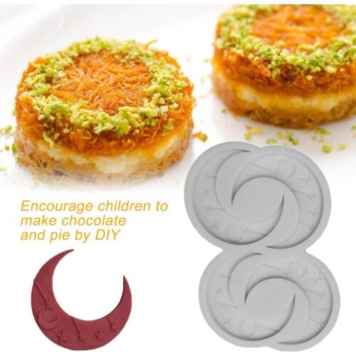 Hot 3D Diamond Moon Shape Mousse Cake Silicone MoldReusable Ramadan Cake Pan Handmade Silicone Baking Mold For Kitchen Baking