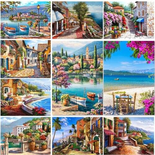 GATYZTORY Paint By Numbers For Adults Kids Seaside Picture Drawing Home Decor Landscape Coloring On Canvas Modern Artwork