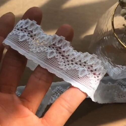 5M/lot Wide 2.5cm White Elastic Thicken Lace Clothing Romantic Collar Lace Material Polyester X797