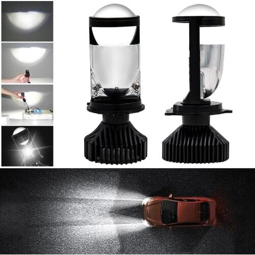 8000LM H4 Lens LED Lamp Bi-LED Mini Projector Lenses Auto Car Headlight Bulbs Fog lights Hi/Lo Beam 6500K for Car Automobile
