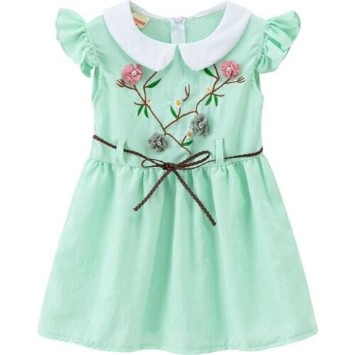 Summer Girls Short Sleeve Embroidery Dress
