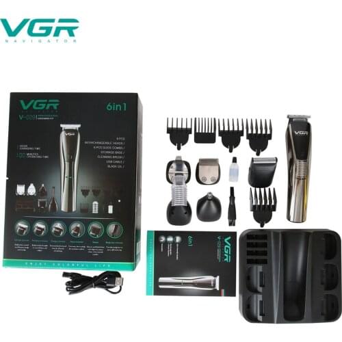 VGR 6 in 1Hair Trimmer Electric Clippers Haircut Set Professional Hair Cutting Machine for Men Barber Beard Haircut Shaver Razor