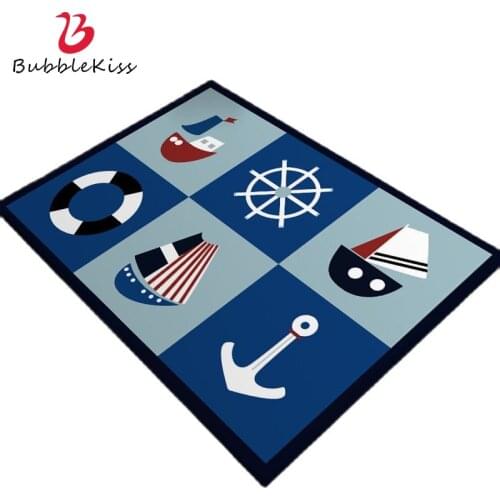 Bubble Kiss Area Rug For Living Room Blue Cute Cartoon Sailor Sailing Early Education Carpet Christmas Cute Modern Kid Decor Boy