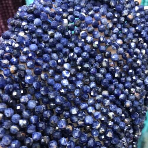 Natural Stone Blue-Veins Stone Faceted Round Small beads Loosely Bead For Jewelry Making DIY Necklace Bracelet Accessories
