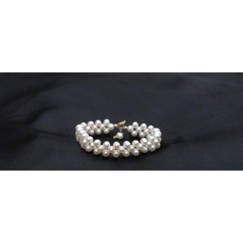 NEW Joker Elegant Handmade Freshwater Pearl 5-6MM Bracelet Multilayer Pearl Bracelet