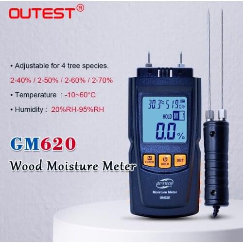 New GM620 Digital LCD Display Wood Moisture Meter 2~70% Humidity Tester Timber Damp Detector portable wood moisture meter