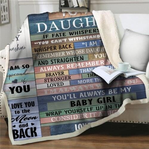 Letter To My Daughter Express Love Blankets 3D Printed flannel Blanket on Bed sofa Home Textiles Christmas Birthday Gift Blanket