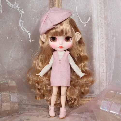 DBS Blyth clothes for 1/6 doll knitting shirt with suspender skirt hat and socks pink sweet outfit joint body licca girl gift