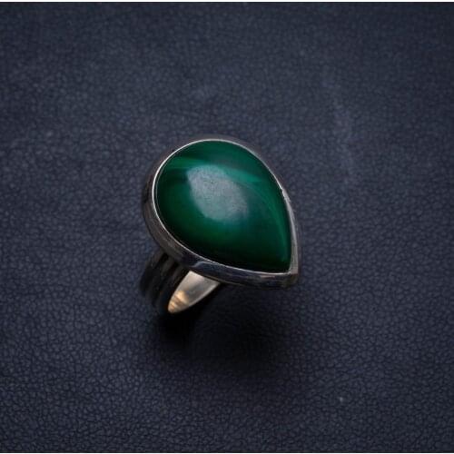 Natural Malachite Handmade Unique 925 Sterling Silver Ring, US size 6.5 X2782