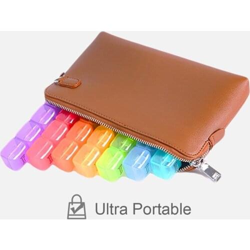 Portable Pill Box Medicine Container 7 Days 28 Grids Storage Box With Leather Bag PU Package Travel Outdoor Patient Necessity
