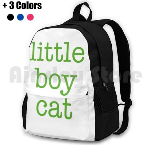Little Boy Cat-Psych Outdoor Hiking Backpack Waterproof Camping Travel Psych Shawn Gus Cat Text Green Cute Funny Humor Comedy