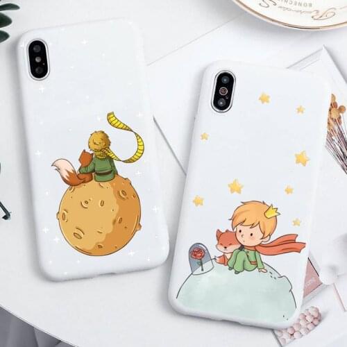Cartoon The Little Prince The earth space Phone Case for iPhone 12 mini 11 Pro Max X XR XS 8 7 6s Plus Candy white Silicone Case