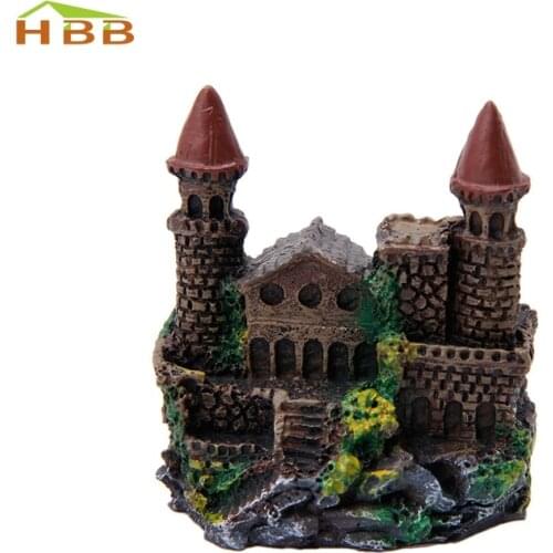 S-home New 1Pc Aquarium Polyresin Castle Ornament Tower Fish Tank Decoration Accessories MAR24