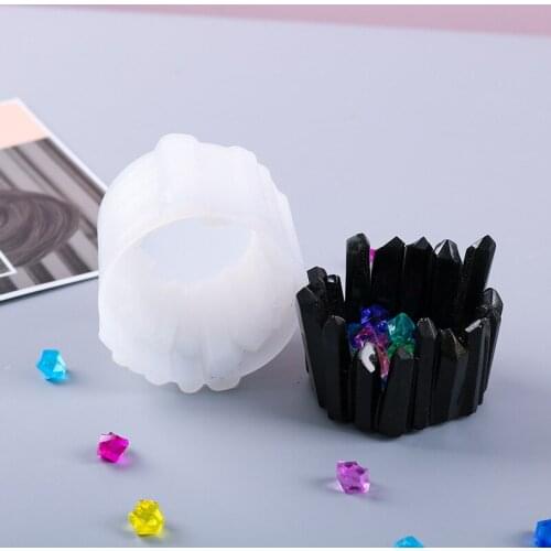DIY Crystal Epoxy Resin Mold New Crystal Stone Candle Holder Silicone Mold Manual Mirror Storage Box Silicone Mold For Resin