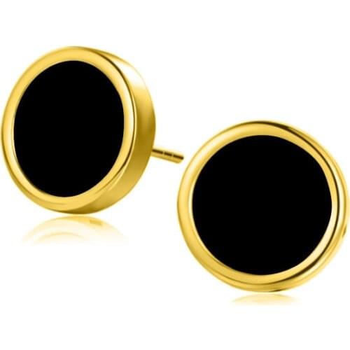 Black agate screw stud earrings for men and women Korea simple fashion black round stud earrings