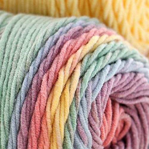 193m/roll Rainbow Segment Dyed Yarn Wool DIY Handmade Knitted Crafts Baby 5 Strand Milk Yarn Sweater Hat Scarf Sofa Cushion Yarn