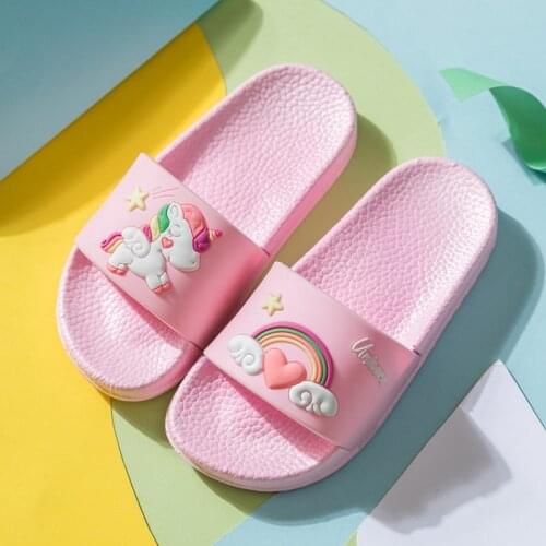Slippers For Boy Girl Rainbow Shoes 2020 Summer Toddler Cartoon Dinosaur Child Flip Flops Indoor Baby Slippers Pvc Kids Slippers