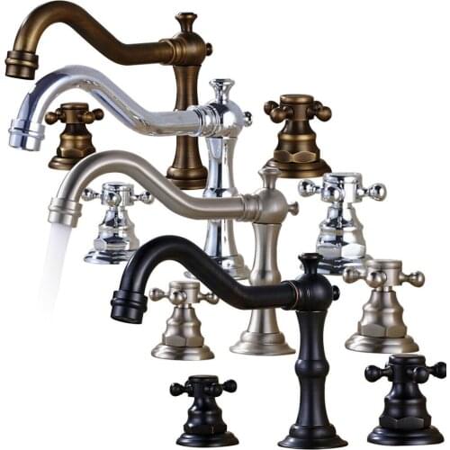 8 inch Widespread Bathroom Sink Faucet 3 Hole Deck Mounted Tub Sink Mixer Tap Dual Handle Hot Cold Water Mixer Tap HD113