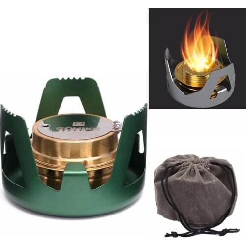 Heavy Duty Brass Alcoho Stove Burner with Aluminum Alloy Stand Lid Outdoor Camping Cooking Alcohol Stove Portable Picnic Stove