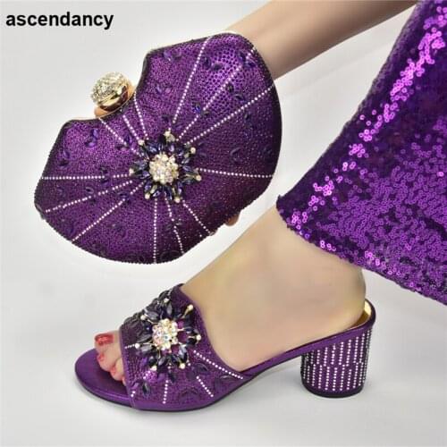 Italian Shoes with Matching Bag 2020 Summer High Heeled Shoes for Women Nigerian Party Shoe and Bag Sets Slip on Shoes for Women