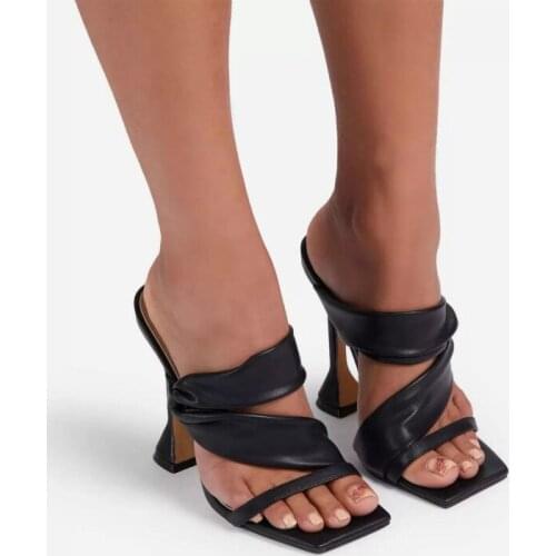 2021 New Fashion Women Party Shoes Summer High Heels Large Size Fish Mouth Fashion Pleated Gold Solid Stiletto Ladies Sandal