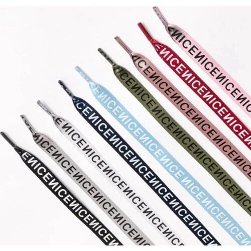 1 Pair Shoelaces Letter Print Flat Shoelaces 1CM Width Satin Silk Ribbon Sneakers Shoes lace Casuals Canvas Shoelace Strings