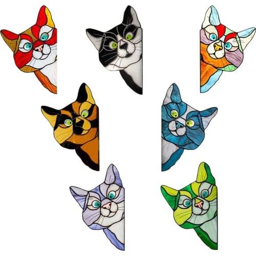 1Pcs Cute Carton Cat Glass Sticker Wallpaper Animal Window Decal Sticker for Car Kitchen Bathroom Living Room Window Decorations