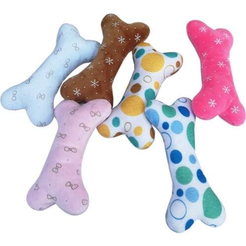 1 Pcs Chew Bite Squeaky Plush Dog Bone Squeaky Toy Sound Bite-Resistant Clean Funny Dogs Molar Random Color