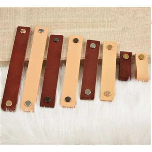 1x Brown/Black Leather Furniture Handle drawer Pull knob kitchen dresser Wardrobe cabinet door handles various sizes