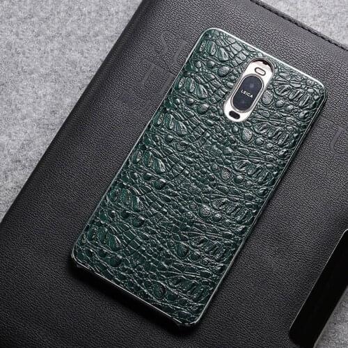 For Huawei Mate9 Pro Real Genuine Leather Cow Skin Cowhide + Electroplate Case Phone Cover for Huawei Mate 9 crocodile Grain
