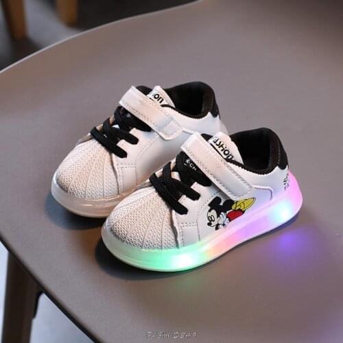 Disney Mickey Mouse Kids Led Shoes For baby girls Light Children Luminous boys Sneakers sport Girl Led Light Shoes birthday gift