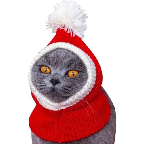 Dorakitten 1pc Christmas Cat Hat Knitted Decorative Warm Dog Hat Kitten Winter Hat For New Year Pet Supplies Pet Accessories
