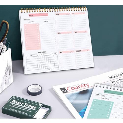Non-dated Weekly Planner Daily Agendas Notebook Organizer Binder Journal with Habit Tracker, To Do List School Office Supplies