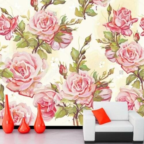 Custom murals ,Elegant Pink Rose Wallpaper papel de parede,hotel room living room sofa TV wall bedroom kitchen wallpapers