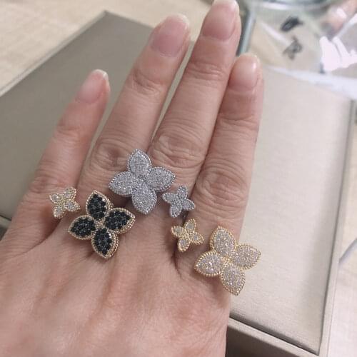 Bilincolor Fashion Double Clover Adjustble Ring for Women