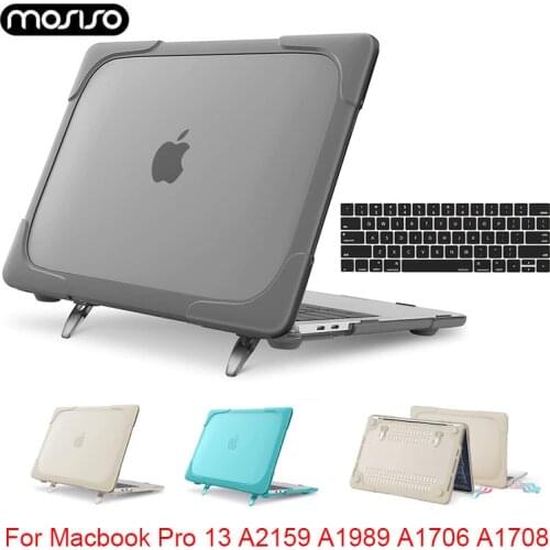 MOSISO Laptop Case For MacBook Pro 13 Inch A2159 A1989 A1706 A1708 Heavy Duty Plastic Hard Shell Cover with Fold Kickstand