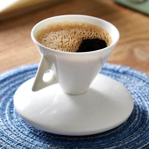 Pure White Ceramic Espresso Coffee Cup With Saucer Set Creative Bone China Small Capacity Breakfast Milk Mug Office Drinkware
