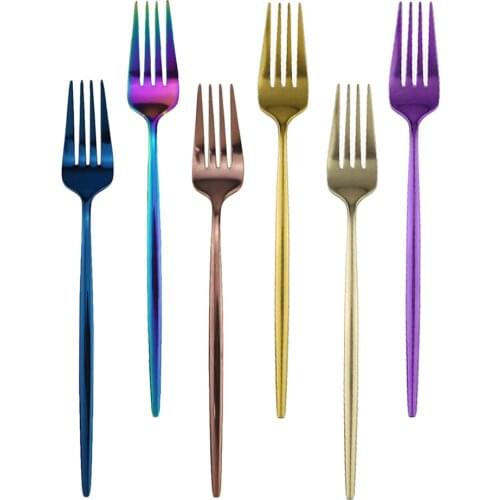 30Pcs Stainless Steel Dessert Fork Set Cake Fork Fruit Salad Fork Cutlery Colourful Flatware Kitchen AccessoriesTableware
