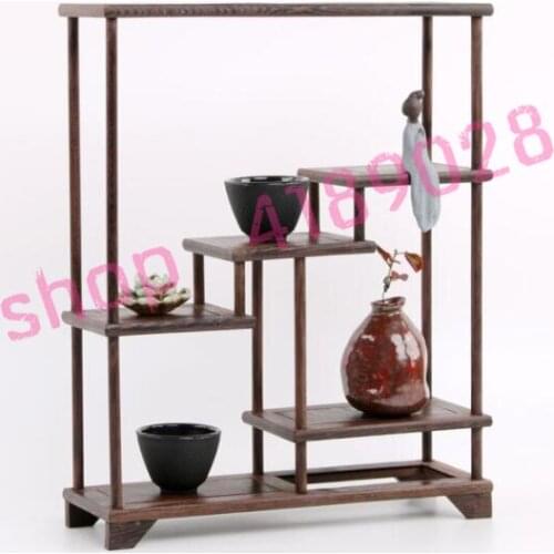 Natural chicken wing wood, BBK style (large size), solid wood curio shelves, tea ceremony ornaments pendulum rack