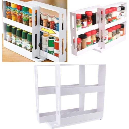 Multi-Function Rotating Storage Shelf Kitchen Spice Organizer Rack Slide Kitchen Cabinet Cupboard Organizer Kitchen Storage Rack